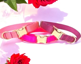 Dog Collar Girly, Light Pink, Hot Pink, Raspberry, Female, Puppy, Pet Collar, Personalized, Engraved, Small, Large, Custom Dog Collar, Cat