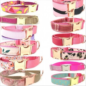 Pink, Personalized, Buckle Martingale Dog Collar, Girl, Custom Dog Collar, Designer, Puppy, Greyhound, Whippet, Fruit, Floral, Plaid, Velvet