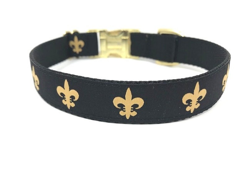 Gold and Black Fleurdelis Dog Collar New Orleans Saints Etsy