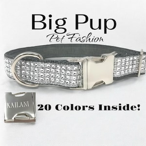 Designer-Hundehalsband Bling, glitzernde Strasssteine, Mädchen, ausgefallen, personalisiert, verblendet, grau, Welpe, Haustier, Katze, graviert, individuell, Diamant
