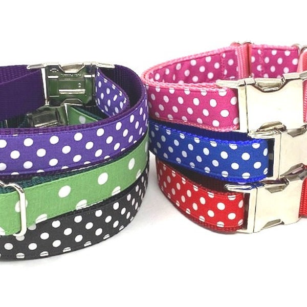 Custom, Buckle Martingale Collar, Polka Dot, Girl, Boy, Designer Dog Collar, Personalize Dog Collar, Puppy Collar, Cute Dog Collar, Designer