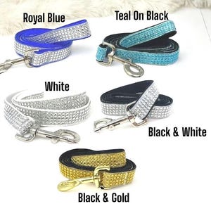 Pink, Rhinestone Leash, Light Pink, Neon Pink, Hot Pink, Gold, Wedding Dog Leash, Bling, Sparkle, Fancy, Rhinestone, Cute Dog Leash, Pretty image 3