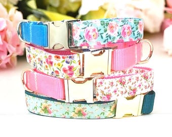 Floral, Pink, Green, Teal, Custom, Dog Collar, Girl, Personalize, Engraved, Cute, Designer, Puppy, Cat, Pet, Small, Medium, Large, Fashion,