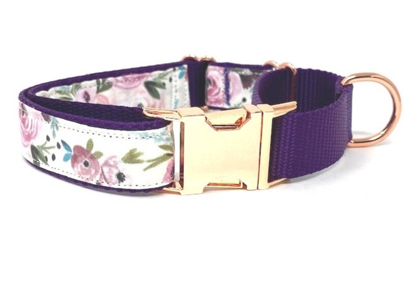 Purple Martingale Dog Collar W Rose Gold Buckle Lavender Etsy