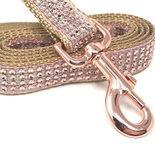Fancy Rose Gold Rhinestone Blingy Sparkly Dog Leash Designer Etsy
