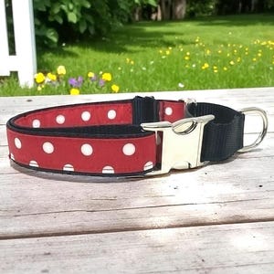 Mickey + Minnie  Mouse Inspired, Buckle Martingale Dog Collar, Red, Black, White, Polka Dot, Girl, Boy, Personalized, Engraved, Custom
