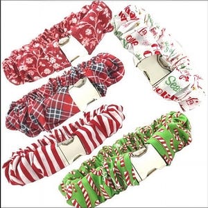 Christmas Dog Collar Cover Scrunchie or Bandana, Holiday Pet Collar Scrunchie,  Red Collar Accessories, Pet Accessories, Dog Collar Bow
