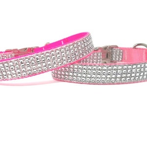 Rhinestone, Glitter, Fancy Dog Collar, Blingy Sparkly Pet Collar, Hot Pink, Purple, Lavender, Collar, Personalized, Engrave, Girls, Female image 4
