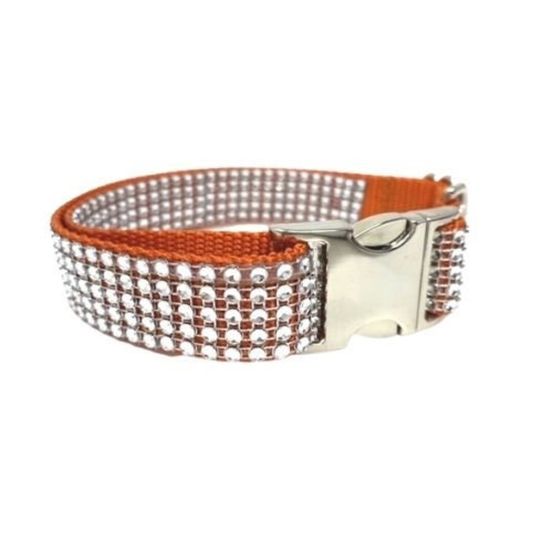 Designer Fall Autumn Orange Rhinestone Bling Jeweled Custom Dog Collar &  Leash Set Gift