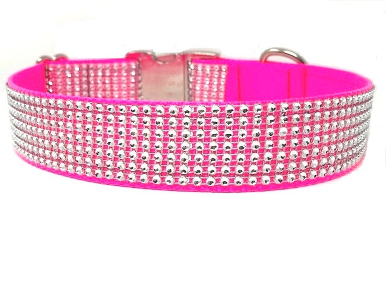 Fancy Hot Pink Rhinestone Dog Collar Sparkle Bling Dog Etsy