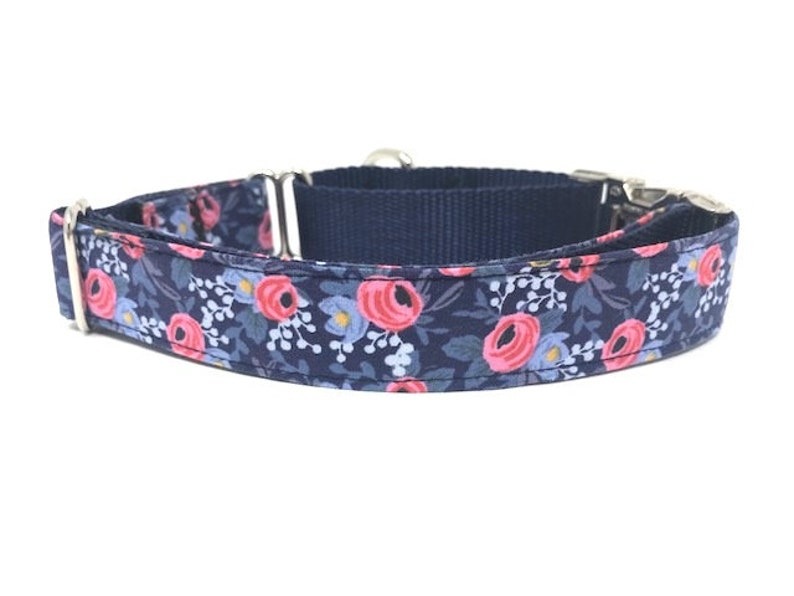 Rose Gold Silver For Girls Pink Dog Collar Gold Personalized Female Floral Peach Engraved With Buckle Martingale Dog Collar