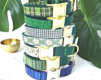 Green, Buckle Martingale Dog Collar, Boy, Girl, Plaid, Engrave, Designer, Greyhound, Whippet, Personalize, Daisy, Floral, Stripe, Rhinestone