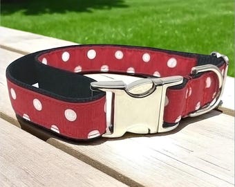Minnie & Micky inspiriert, rot, schwarz, weiß, Polka Dot, Hundehalsband, Mädchen, Junge, Peronalized, Engraved, Custom, Cute, Big Pup Haustier-Mode
