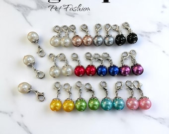 Clip de perla para collar de perro – Accesorios para collares de mascotas para perros y gatos – Complemento de joyería brillante – Colores personalizables – Precioso dije para cachorro