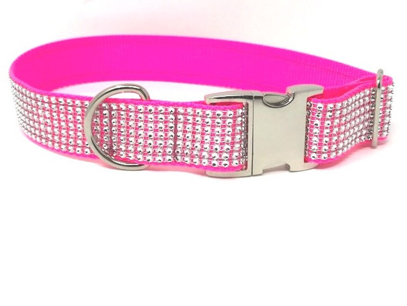 Fancy Hot Pink Rhinestone Dog Collar Sparkle Bling Dog Etsy
