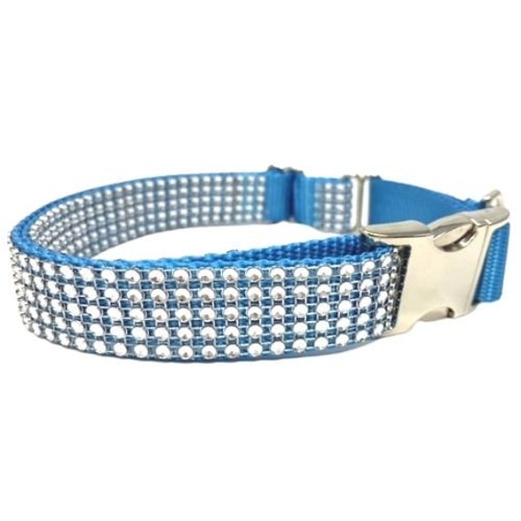Fancy Dog Collar and Leash Set, Bling Blue Bedazzled Rhinestone Dog  Collars, Custom Blue Dog Collars in all Sizes