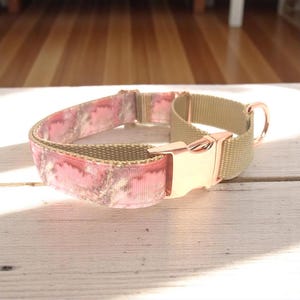 Custom, Buckle Martingale Hundehalsband, Marmor, Mädchen, Rosa, Gold, Rose Gold, Big Pup Haustier-Mode, Designer, Mode, Stoff, Windhund, klein