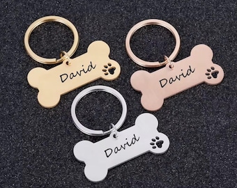 Hundemarke, Hundemarke mit Gravur, Hochwertige Hundemarke, Personalisiertes Logo, Hundemarke in Gold mit Namen, Telefonnummern für Hunde, Hundemarke aus Knochen