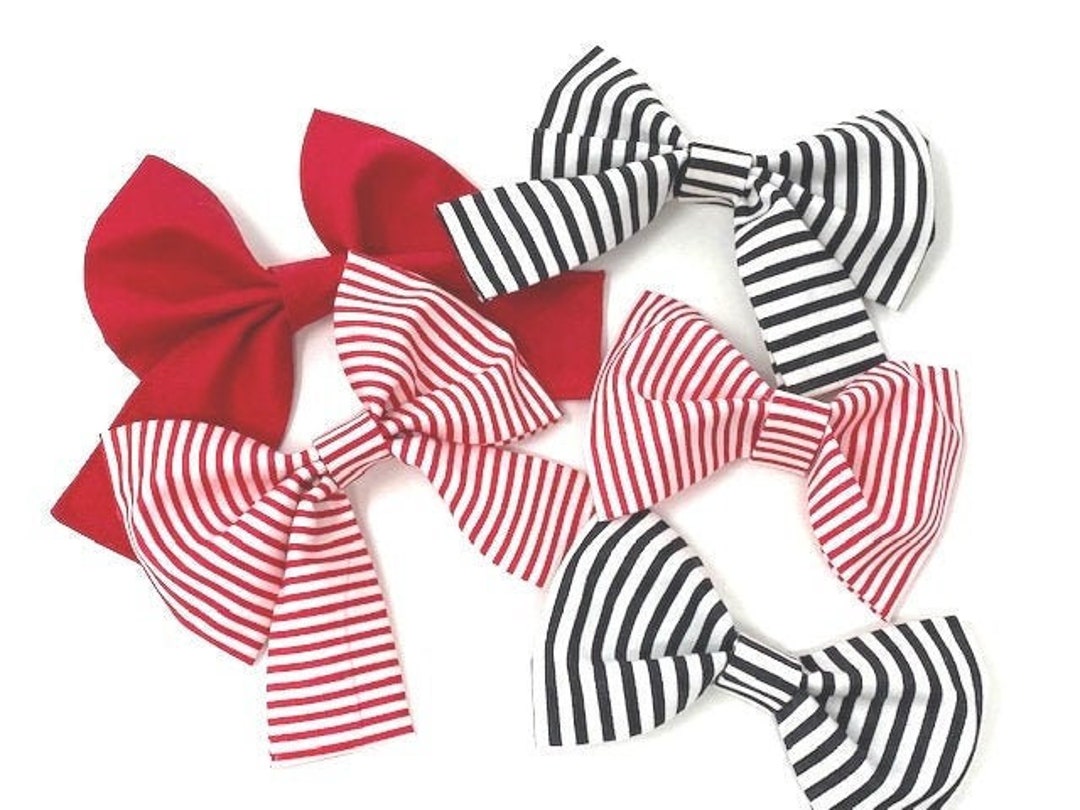 Dog Collar Bowtie, Red Bow Tie, Black, White, Stripe, Preppy, Bowties ...