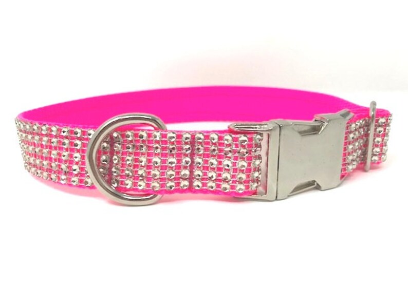 Fancy Hot Pink Rhinestone Dog Collar Sparkle Bling Dog Etsy