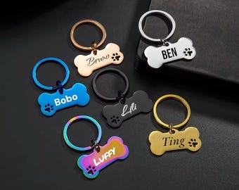 Hundemarke, Hundemarke mit Gravur, Hochwertige Hundemarke, Personalisiertes Logo, Hundemarke in Gold mit Namen, Telefonnummern für Hunde, Hundemarke aus Knochen