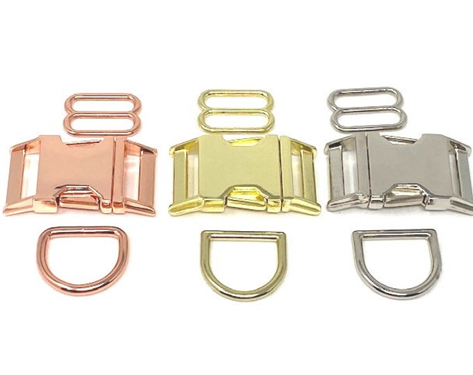 1 Wide Side Release Buckle Dog Collar Hardware Set Etsy