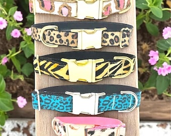 Dog Collar, For Girls, Boys, Leopard, Cheetah, Animal Print, Pink, Custom Dog Collar, Personalize, Engraved Dog Collar, Small, Large, Design