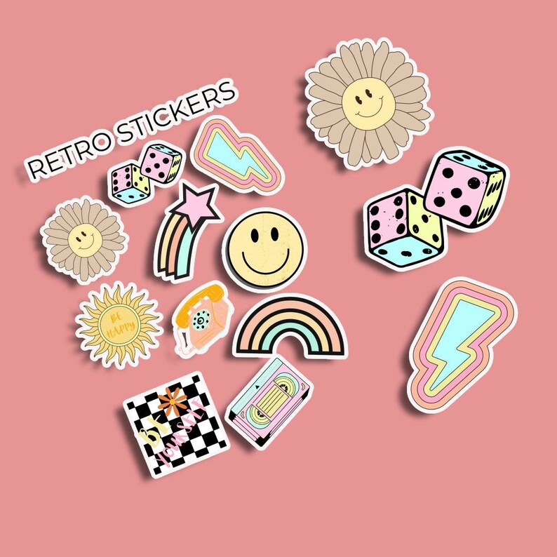 Retro Printable Stickers Etsy