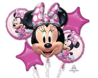 Minnie Mouse Anagram 5 Piece Balloon Bouquet W/ Free Shipping Birthday Party Decorations