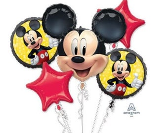 Mickey Mouse Anagram 5 Piece Balloon Bouquet W/ Free Shipping Birthday Party Decorations