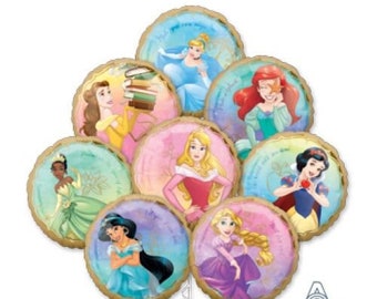 Disney Princess 8 Piece Anagram Balloon Bouquet W/ Free Shipping Birthday Party Decorations Snow White Belle Tiana Jasmine Ariel Rapunzel