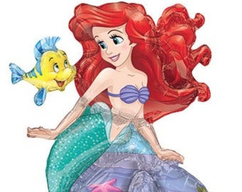 Ariel The Little Mermaid Air-Fill Only 20&#39;&#39; Anagram Balloon W/ Free Shipping Birthday Party Decorations