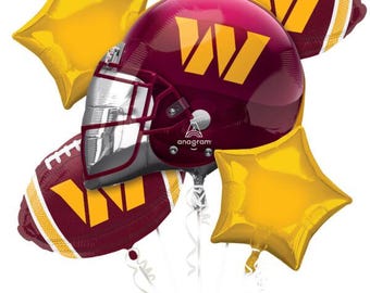 Washington Commanders Anagram Balloon Bouquet W/ Free Shipping Birthday Party Decorations Football Sports