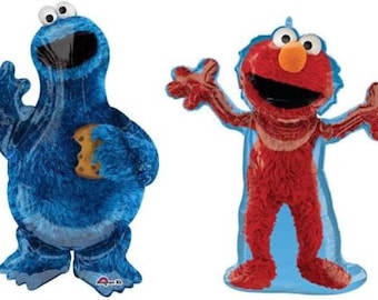 Set Of 2 Cookie Monster 35'' & Elmo 32'' Balloons W/ Free Shipping Birthday Party Decorations Sesame Street