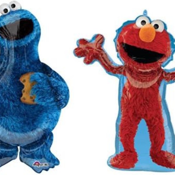 Set Of 2 Cookie Monster 35'' & Elmo 32'' Balloons W/ Free Shipping Birthday Party Decorations Sesame Street