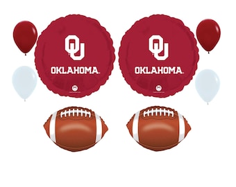 Ramo de globos de fútbol americano de Oklahoma, decoraciones para fiestas deportivas universitarias