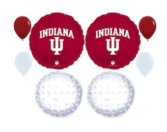 Buquê de balões de golfe da Universidade de Indiana para decoração de festa universitária com temática esportiva.