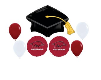Ramo de globos de graduación de los Razorbacks de la Universidad de Arkansas, decoraciones para fiestas deportivas universitarias