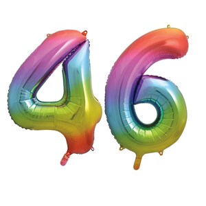 数字46 レインボー 34インチ バルーン 送料無料 誕生日パーティーデコレーション 46歳の誕生日 数字バルーン