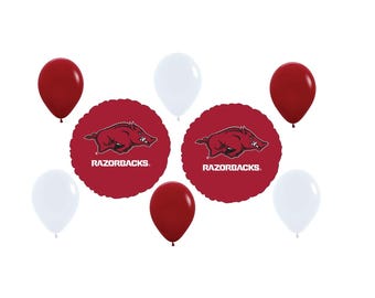 Ramo de globos de los Razorbacks de la Universidad de Arkansas, decoraciones para fiestas deportivas universitarias