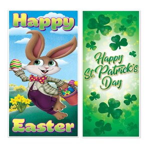 Set Of 2 St. Patrick&#39;s Day & Easter Door Covers W/ Free Shipping Birthday Party Decorations