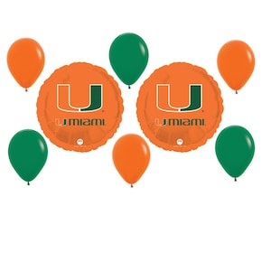 University of Miami Balloon Bouquet College Sports W/ Free Shipping Birthday Party Decorations