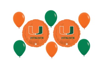 Buquê de balões da Universidade de Miami para esportes universitários com frete grátis e decorações para festas de aniversário