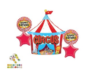 Decorazioni per feste di compleanno con bouquet di palloncini a forma di tendone da circo, 5 pezzi