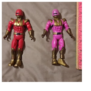 1991 vintage Atomic Ranger Warriors figurines d'action Lanard Power Rangers knockoff Super Sentai Saban Toei Bandai rose rouge or