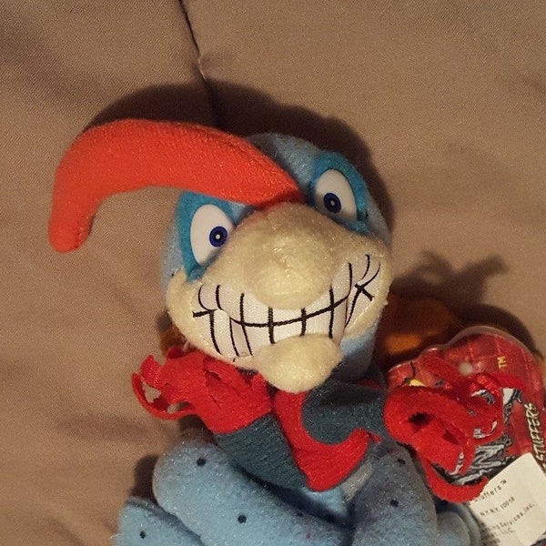 Vintage 1998 creepy Meanies Shocking Stuffers Cold Turkey beanie bean bag The Idea Factory New York Toys Topkat mint condition with tag 8"