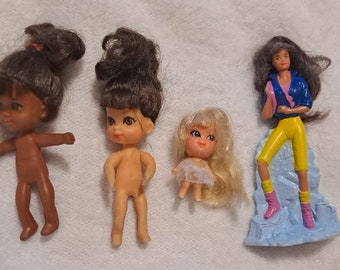 Vintage kawaii Mattel dolls 1994 Happy Meal hiking Barbie 1965 Liddle Kiddles Rolly Twiddle Pretty Priddle 1968 Kologne Lily tiny mini doll