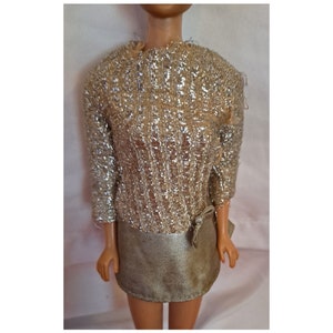 1969 vintage Mattel Barbie Mod dress Silver Sparkle #1885 lamé POOR condition READ description