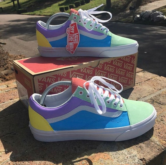 pastel multi colored vans