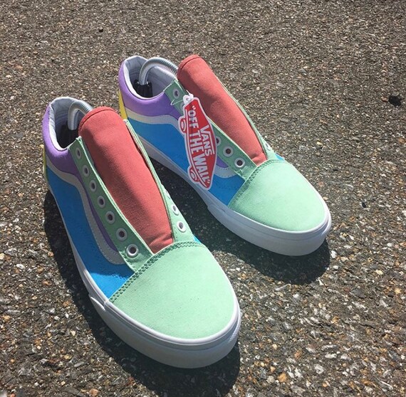 pastel color block old skool vans